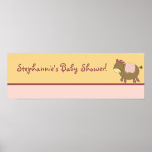 22.5"x7.5" Personalised Banner Abby's Farm Pink Poster