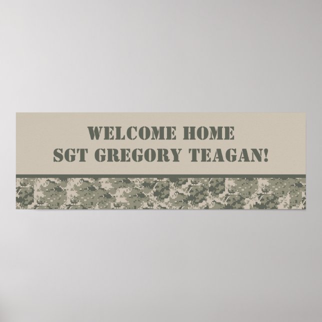 22.5"x7.5" Personalised Banner ARMY ACU Camo Poster (Front)