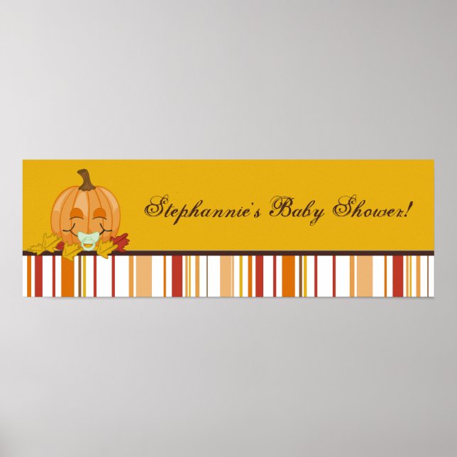 22.5"x7.5" Personalised Banner Autumn Fall Pumpkin Poster (Front)