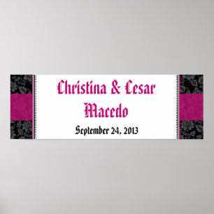 22.5"x7.5" Personalised Banner Black Floral Hot Pi Poster