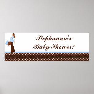22.5"x7.5" Personalised Banner Blue Mod Mum Polka Poster