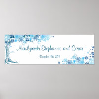 22.5"x7.5" Personalised Banner Blue Tree / Snowfla