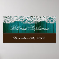 22.5"x7.5" Personalised Banner Distressed Teal Woo