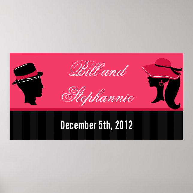 22.5"x7.5" Personalised Banner Formal Hats Elegant Poster (Front)