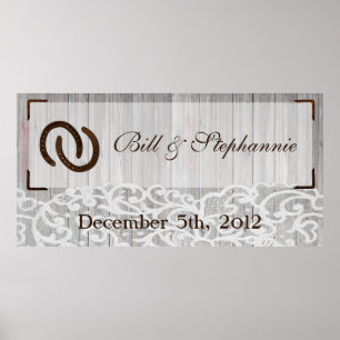 22.5"x7.5" Personalised Banner Horse Shoes Wood Poster