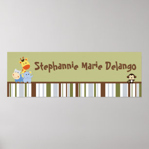 22.5"x7.5" Personalised Banner Jungle Play Poster