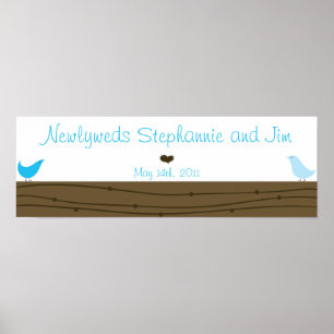22.5"x7.5" Personalised Banner Love Birds Poster