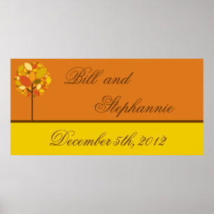 22.5"x7.5" Personalised Banner Modern Autumn Tree Poster