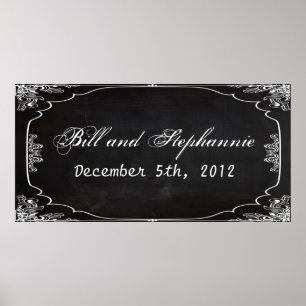 22.5"x7.5" Personalised Banner Modern Chalkboard Poster