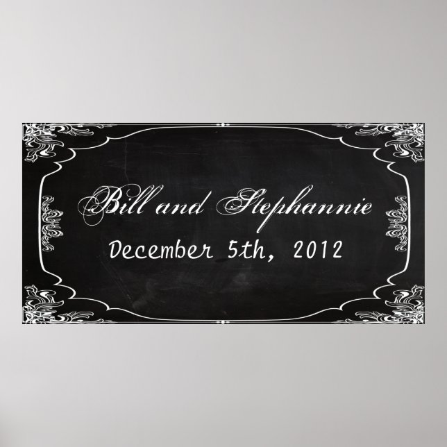 22.5"x7.5" Personalised Banner Modern Chalkboard Poster (Front)