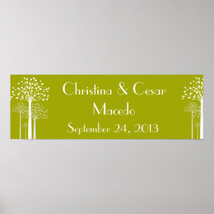 22.5"x7.5" Personalised Banner Modern Green Trees Poster