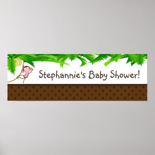 22.5"x7.5" Personalised Banner Monkey Swing Zoo Poster