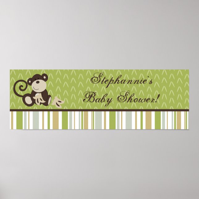 22.5"x7.5" Personalised Banner Monkey Time Jungle Poster (Front)