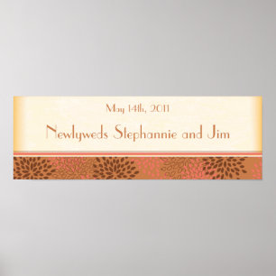 22.5"x7.5" Personalised Banner Pink / Brown Floral Poster