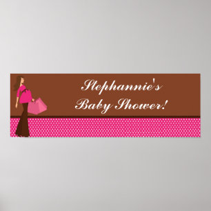 22.5"x7.5" Personalised Banner Pink Mod Mum Polka Poster