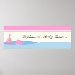 22.5"x7.5" Personalised Banner Pink Nautical Boat Poster