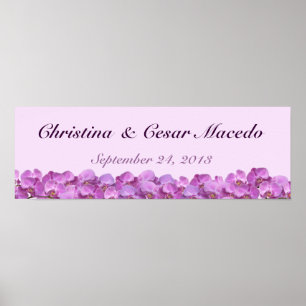 22.5"x7.5" Personalised Banner Purple Orchids on S Poster