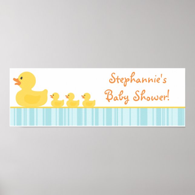 22.5"x7.5" Personalised Banner Rubber Ducky Bubble Poster (Front)