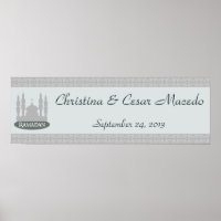 22.5"x7.5" Personalised Banner Soft Blue Islamic R