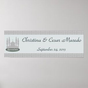 22.5"x7.5" Personalised Banner Soft Blue Islamic R Poster