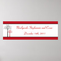 22.5"x7.5" Personalised Banner Winter Grey/Red Tre
