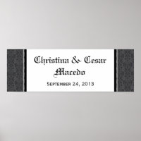 22.5"x7.5" Personalised Black Grey Formal Gothic P