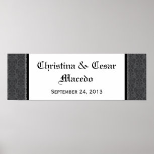 22.5"x7.5" Personalised Black Grey Formal Gothic P Poster