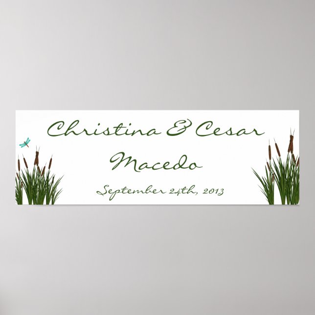 22.5"x7.5" Personalised Cattail/Dragonfly in Colou Poster (Front)