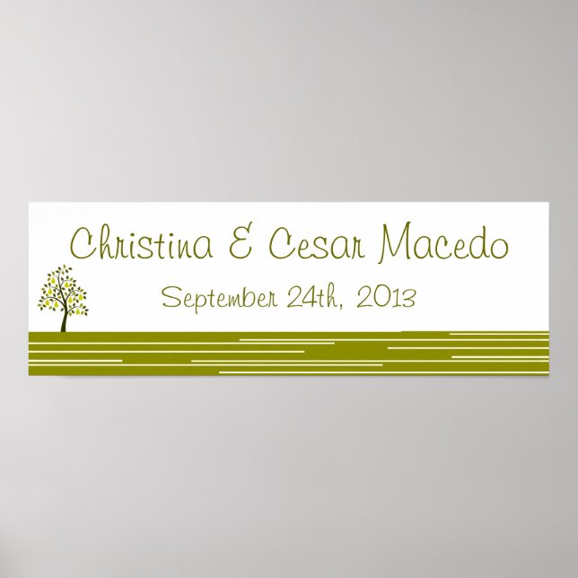 22.5"x7.5" Personalised Paper Green Pear Fruit Str Poster (Front)