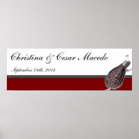 22.5"x7.5" Personalised Peacock Red Black White