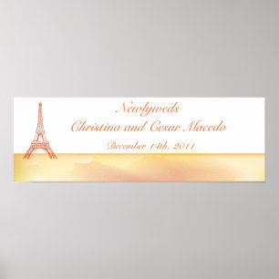 22.5"x 7.5" Personalised Banner Paris Peach Poster