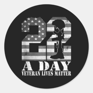 22 A Day Veteran Lives American Flag Military Vete Classic Round Sticker