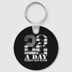 22 A Day Veteran Lives American Flag Military Vete Key Ring