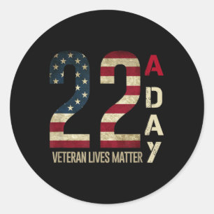 22 A Day - Veteran Suicide Awareness Classic Round Sticker