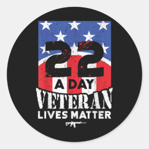 22 Day Veteran Lives Suicide Awareness Classic Round Sticker