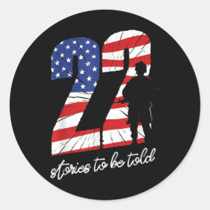 22 Day Veterans 22 Lives Military Suicide Awarenes Classic Round Sticker