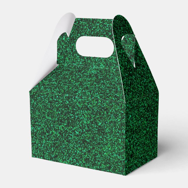 22 Emerald Glitter Print Sparkles Gable Favour Box (Front Side)