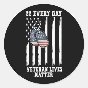 22 Every Day Veteran Awareness Performance Classic Round Sticker
