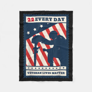 22 Every Day Veteran Lives Veteran Suicide Awarene Fleece Blanket