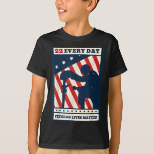 22 Every Day Veteran Lives Veteran Suicide Awarene T-Shirt