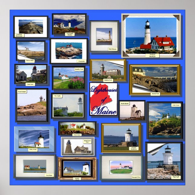 22 Lighthouses of Maine Poster (Front)