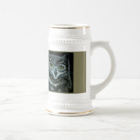 22 ounce custom stein with hand painted owl