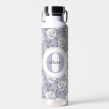 22 oz. Rose Garden Monogram Lavender Water Bottle