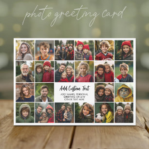 22 Photo Collage Modern Grid with 2 text boxes Holiday Card