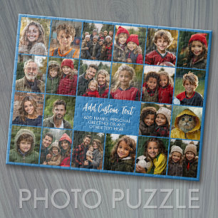 22 Photo Collage Modern Grid with 2 text boxes Jigsaw Puzzle