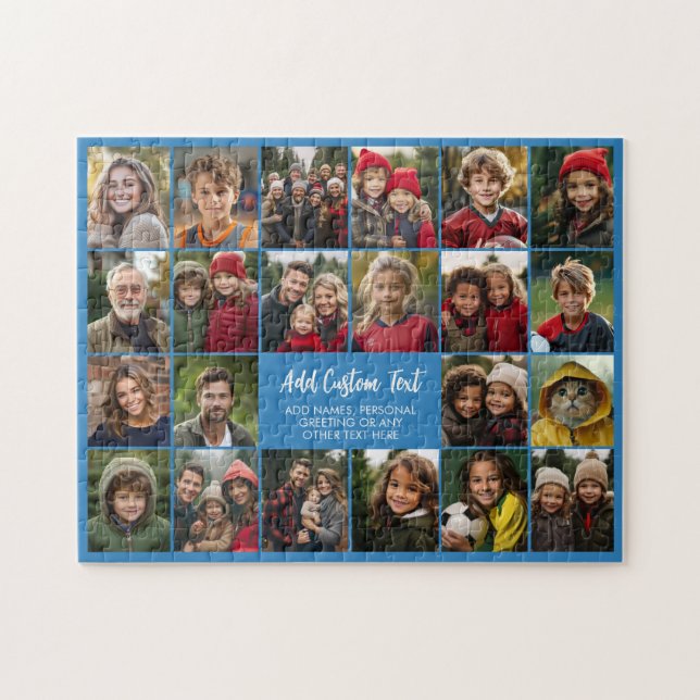 22 Photo Collage Modern Grid with 2 text boxes Jigsaw Puzzle (Horizontal)