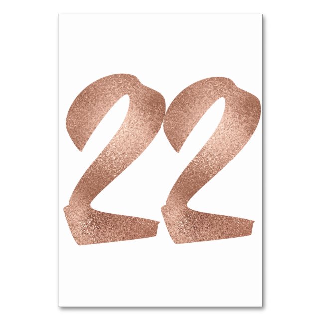 22 Table  Number White Metallic Pink Rose Gold (Back)