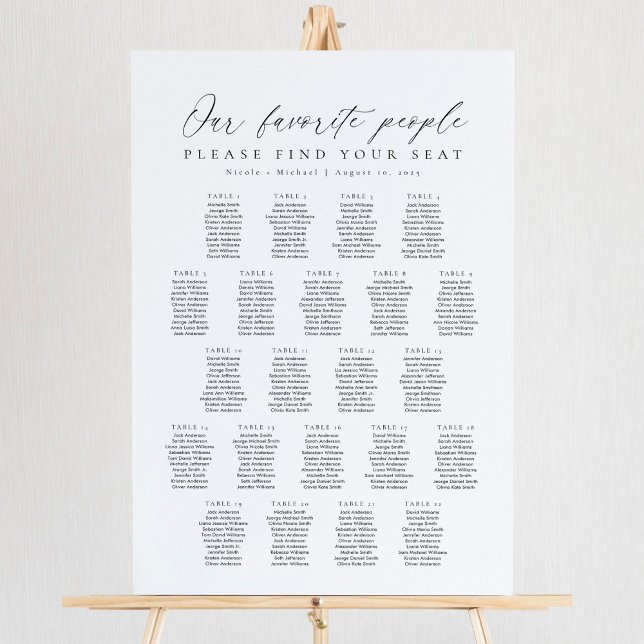 22 Tables Favourite People Acrylic Seating Chart (Creator Uploaded)