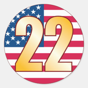 22 USA Gold Classic Round Sticker