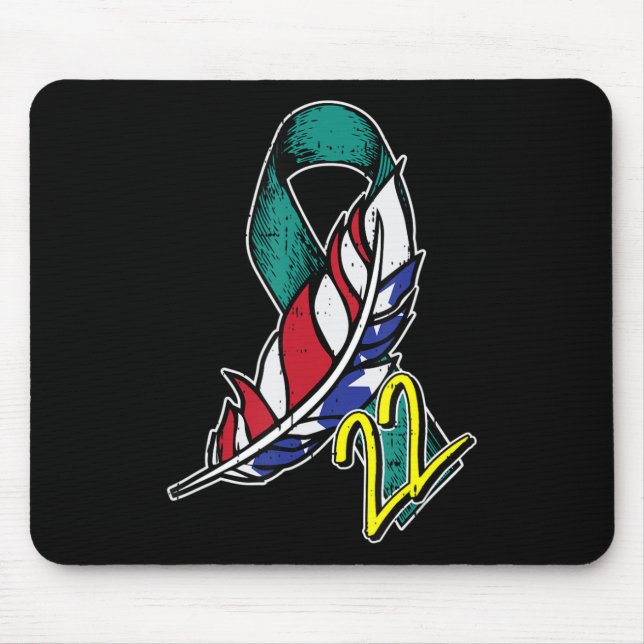22 Veteran PTSD Suicide Awareness US Feather Patri Mouse Pad (Front)